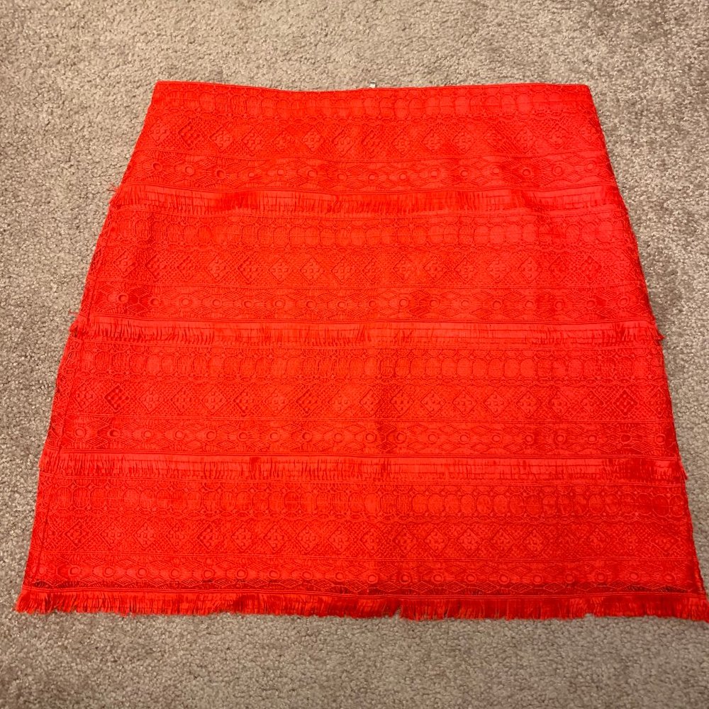 J. Crew Red Fringe A-line Skirt